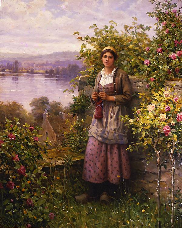 Daniel Ridgeway Knight Julia - Corner of the Garden France oil painting art